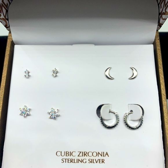 Moon Stud Earring Set